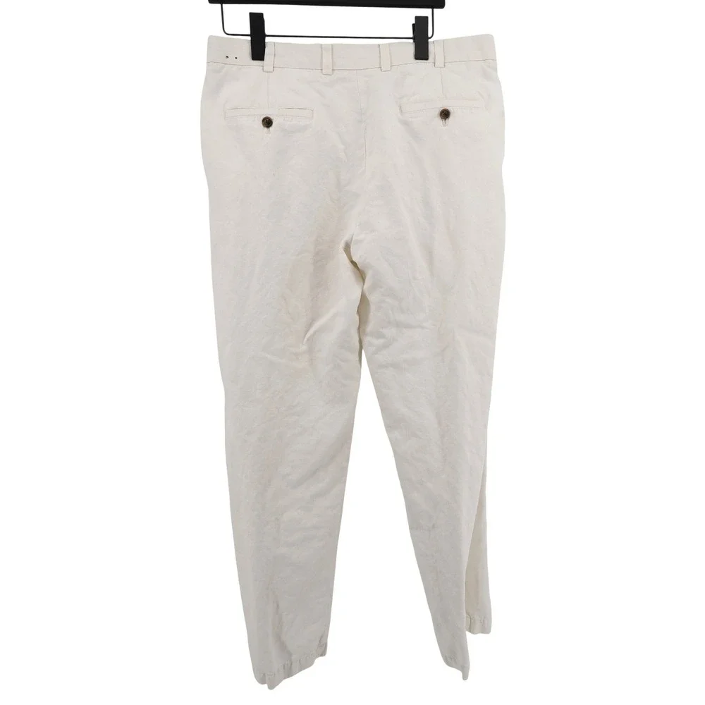 Brooks Brothers 346 Linen Blend Chino Pants Cream Long Mens 36x30